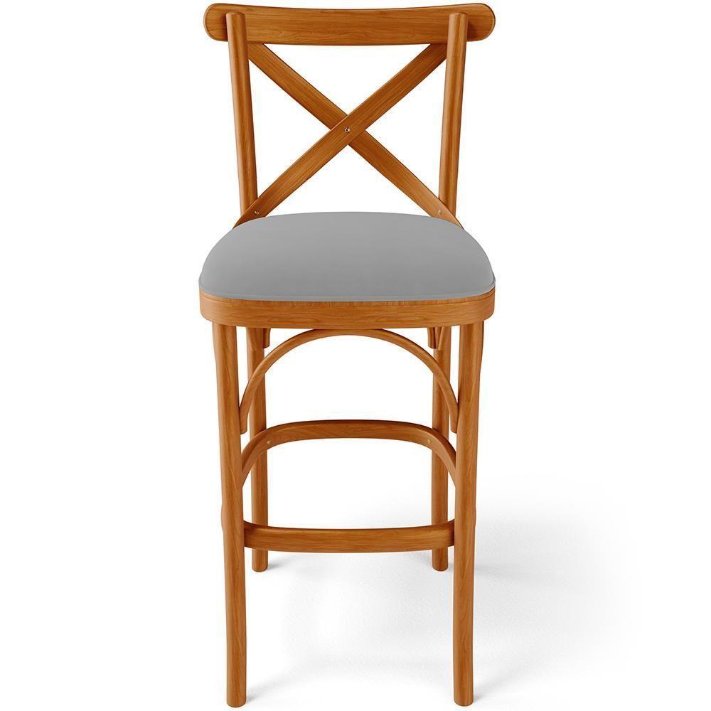 Kit 04 Banquetas Altas Cozinha Bancada Bar Sala De Jantar Estofada ávila L02 Suede Cinza - Lyam - 3