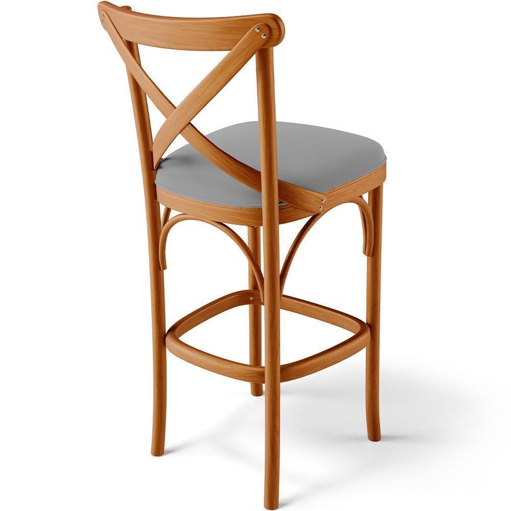 Kit 04 Banquetas Altas Cozinha Bancada Bar Sala De Jantar Estofada ávila L02 Suede Cinza - Lyam - 5