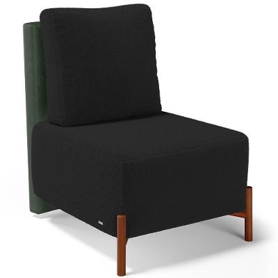 Poltrona Decorativa Hungria L02 Couríssimo Verde Bouclê Preto Lyam Decor