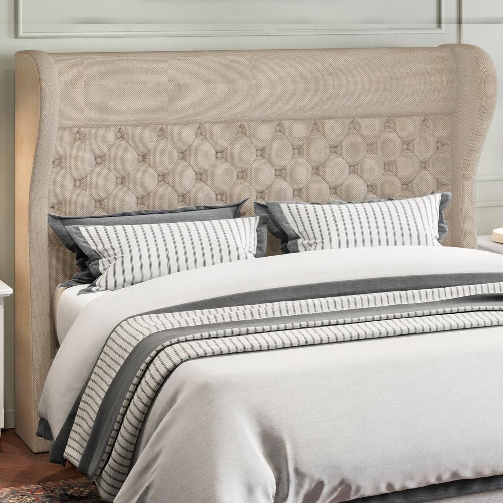 Cabeceira Cama Box Casal 140 Cm P05 Madrid Linho Bege Escuro - Lyam Decor - 5