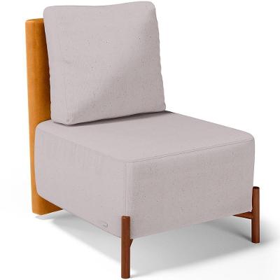Poltrona Decorativa Hungria L02 Couríssimo Whisky Linho Bege Lyam Decor