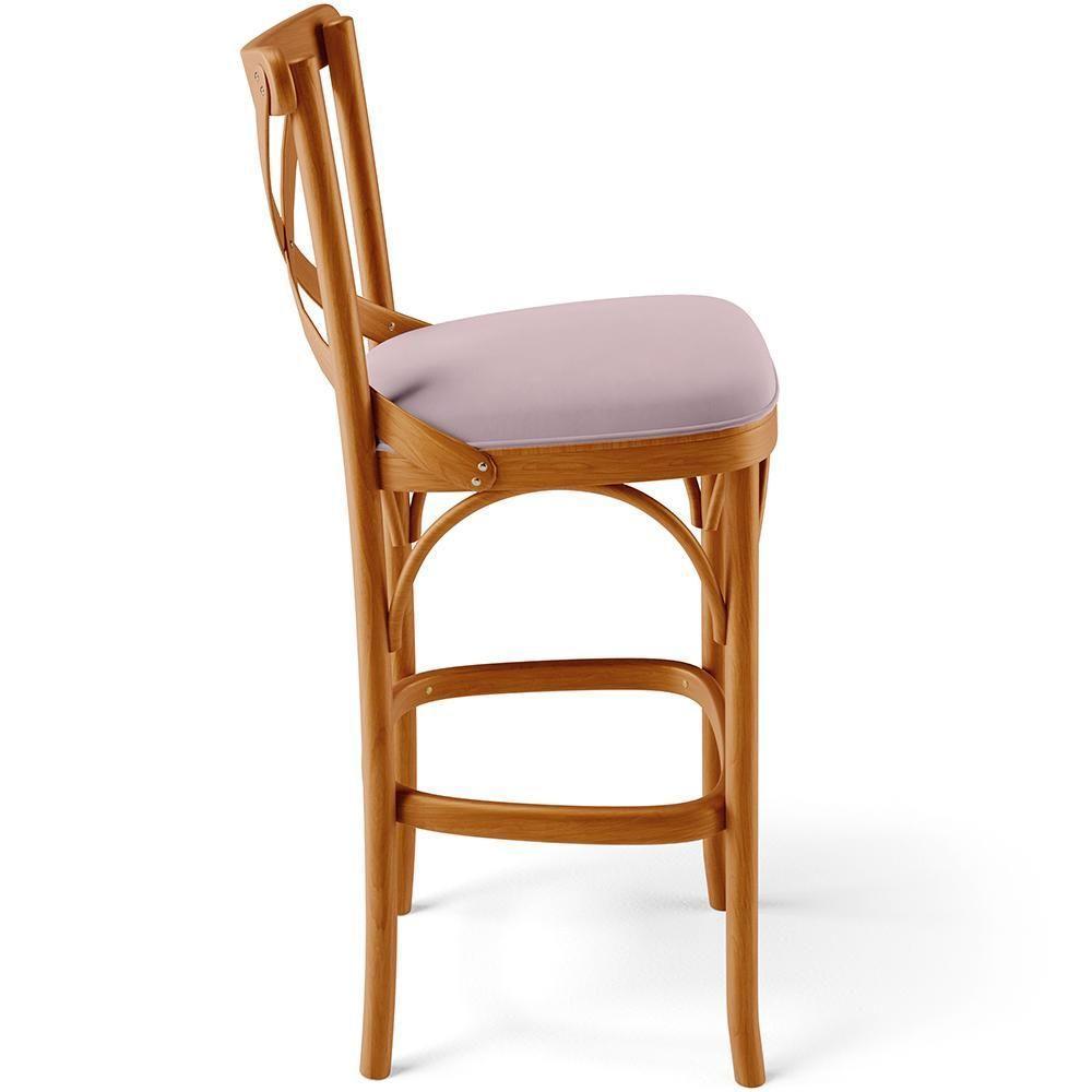 Kit 02 Banquetas Altas Cozinha Bancada Bar Sala De Jantar Estofada ávila L02 Suede Rosê - Lyam - 2