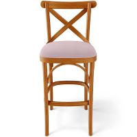 Kit 02 Banquetas Altas Cozinha Bancada Bar Sala De Jantar Estofada ávila L02 Suede Rosê - Lyam - 3