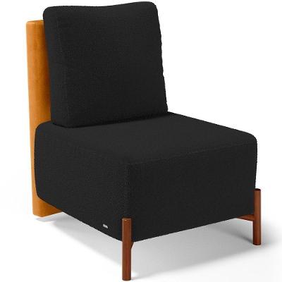 Poltrona Decorativa Hungria L02 Couríssimo Whisky Bouclê Preto Lyam Decor