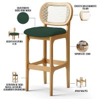 Kit 02 Banquetas Altas Para Cozinha Bancada Sala Tela Betta Fixa L02 Suede Verde Musgo - Lyam - 8