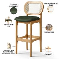 Kit 02 Banquetas Altas Para Cozinha Bancada Sala Tela Betta Fixa L02 Couríssimo Verde Musgo - Lyam - 8