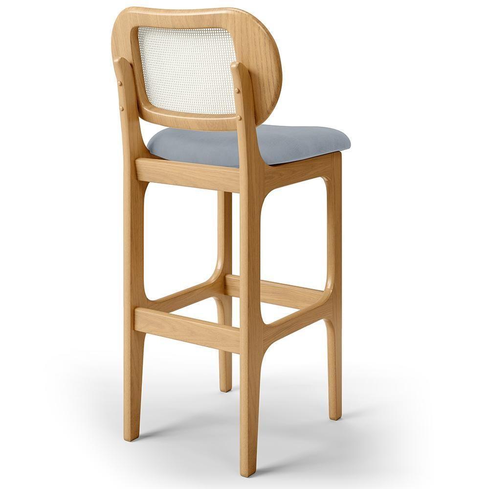 Kit 02 Banquetas Altas Para Cozinha Bancada Sala Tela Betta Fixa L02 Suede Cinza - Lyam - 5