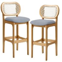 Kit 02 Banquetas Altas Para Cozinha Bancada Sala Tela Betta Fixa L02 Suede Cinza - Lyam - 1