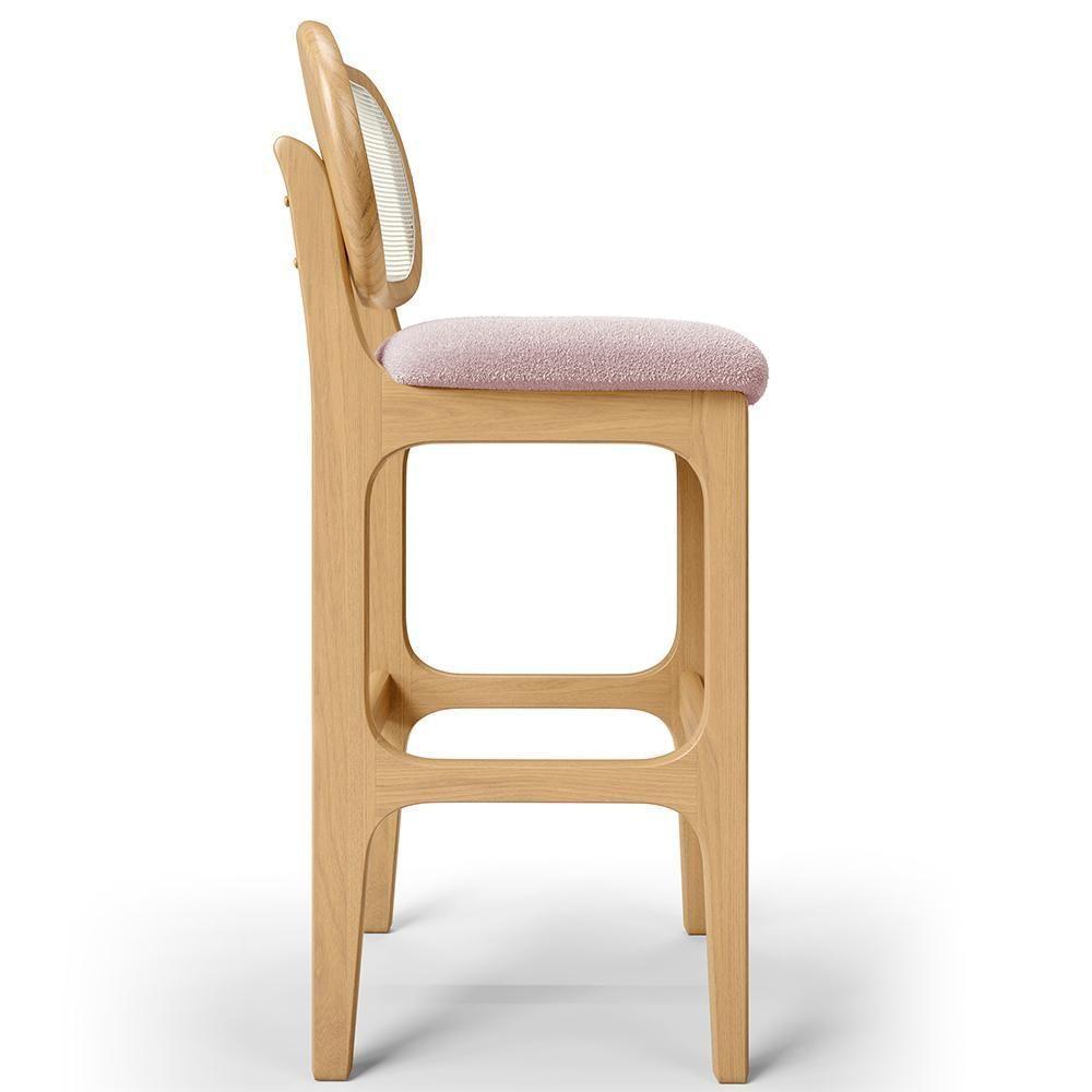 Kit 04 Banquetas Altas Para Cozinha Bancada Sala Tela Betta Fixa L02 Bouclê Rosê - Lyam - 2