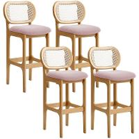 Kit 04 Banquetas Altas Para Cozinha Bancada Sala Tela Betta Fixa L02 Bouclê Rosê - Lyam - 1