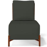 Poltrona Decorativa Sala De Estar Living Pés Madeira Hungria L02 Couríssimo Marrom Linho Verde Musgo - 6