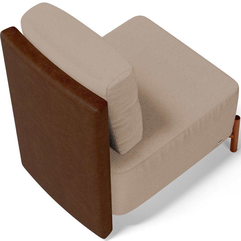 Kit 02 Poltronas Decorativa Sala Estar Living Hungria L02 Couríssimo Marrom Linho Bege Escuro - Lyam - 2