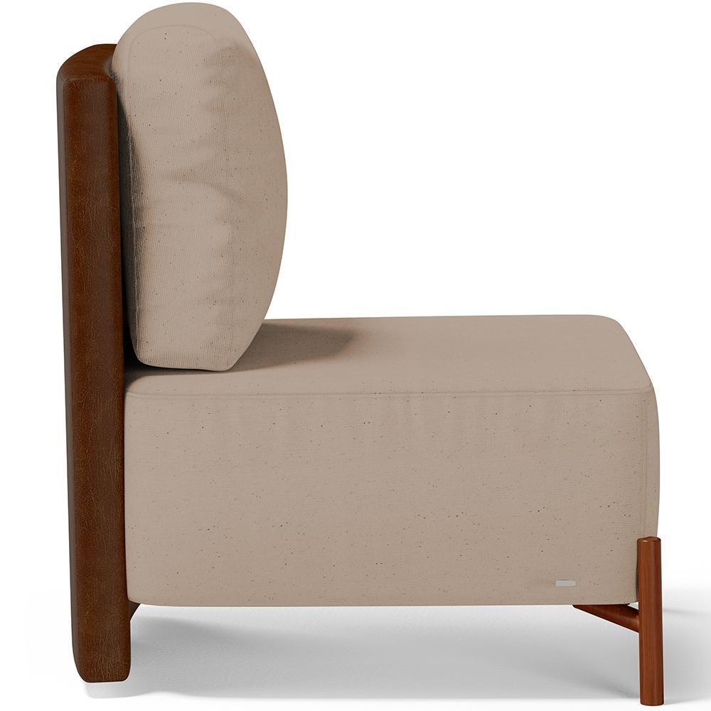 Kit 02 Poltronas Decorativa Sala Estar Living Hungria L02 Couríssimo Marrom Linho Bege Escuro - Lyam - 3