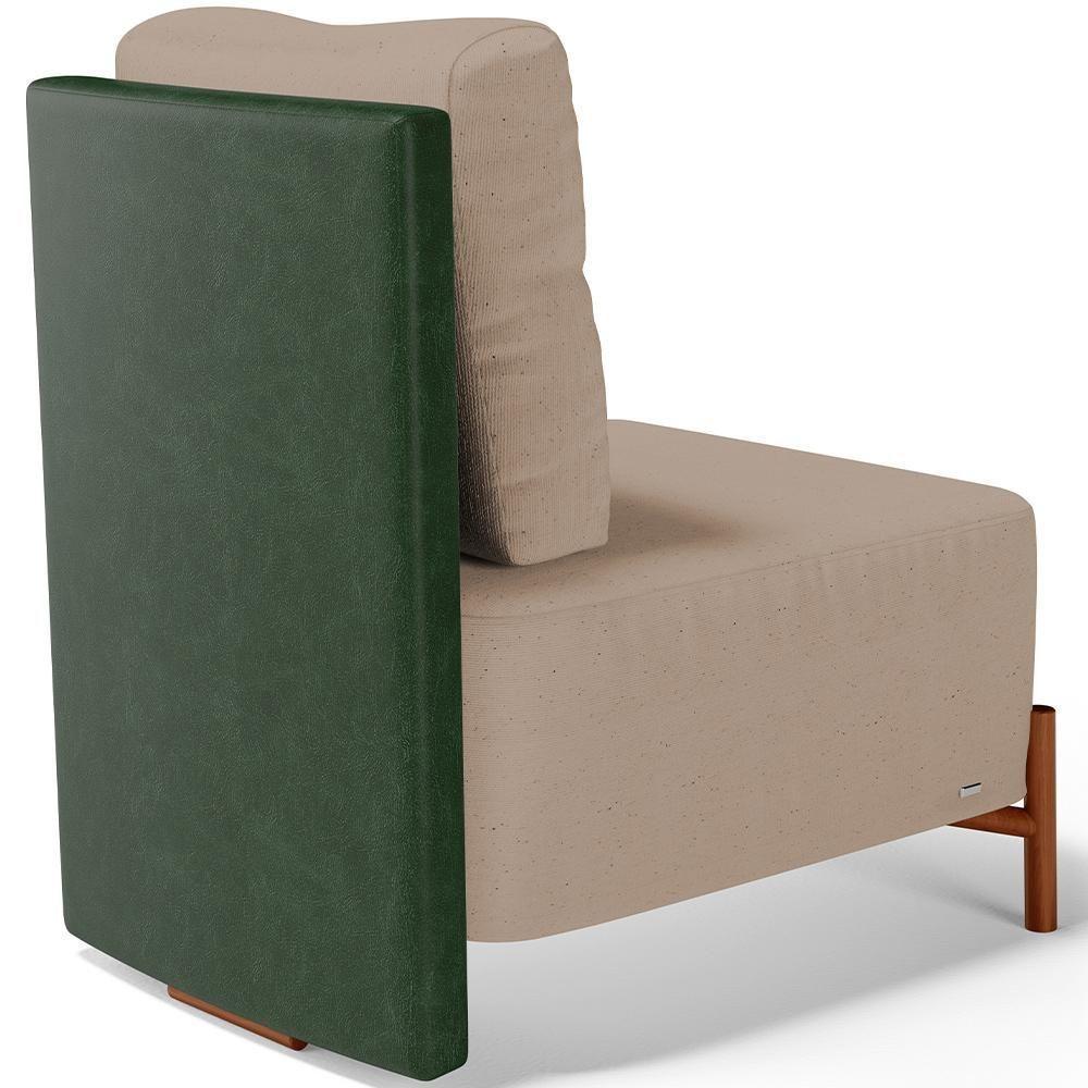 Kit 02 Poltronas Decorativas Sala Estar Living Hungria L02 Couríssimo Verde Linho Bege Escuro - Lyam - 5