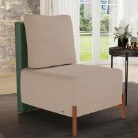 Kit 02 Poltronas Decorativas Sala Estar Living Hungria L02 Couríssimo Verde Linho Bege Escuro - Lyam - 8