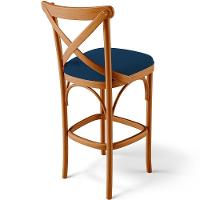 Kit 03 Banquetas Altas Cozinha Bancada Bar Sala Jantar Estofada ávila L02 Suede Azul Marinho - Lyam - 5