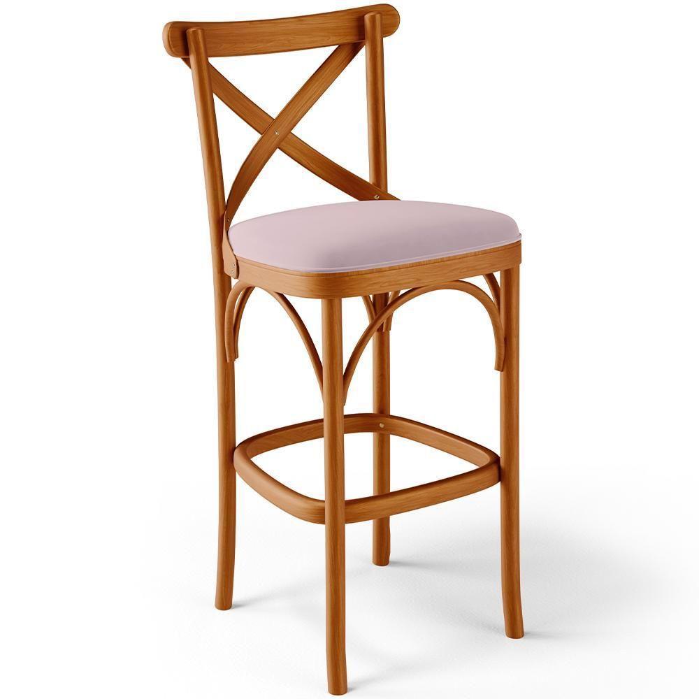 Kit 03 Banquetas Altas Cozinha Bancada Bar Sala De Jantar Estofada ávila L02 Suede Rosê - Lyam - 6