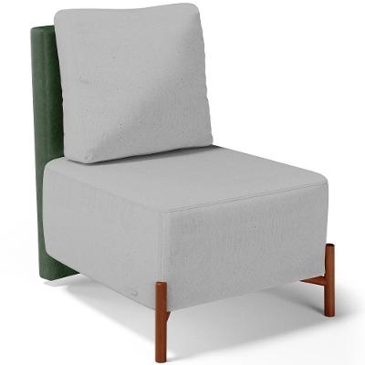 Poltrona Decorativa Hungria L02 Couríssimo Verde Linho Cinza Lyam Decor