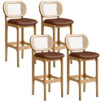 Kit 04 Banquetas Altas Para Cozinha Bancada Sala Tela Betta Fixa L02 Couríssimo Marrom - Lyam - 1