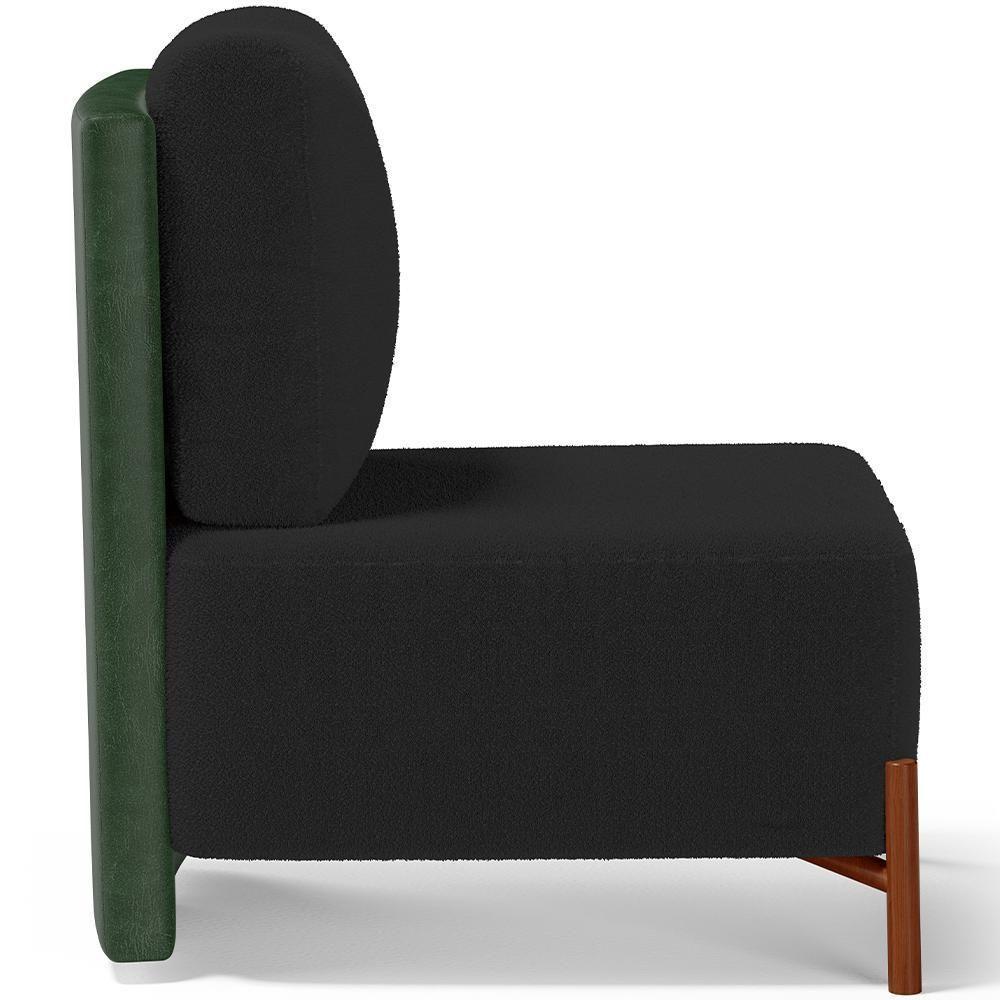 Kit 02 Poltronas Decorativas Sala De Estar Living Hungria L02 Couríssimo Verde Bouclê Preto - Lyam - 3