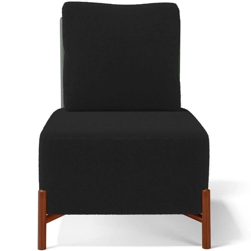 Kit 02 Poltronas Decorativas Sala De Estar Living Hungria L02 Couríssimo Verde Bouclê Preto - Lyam - 4