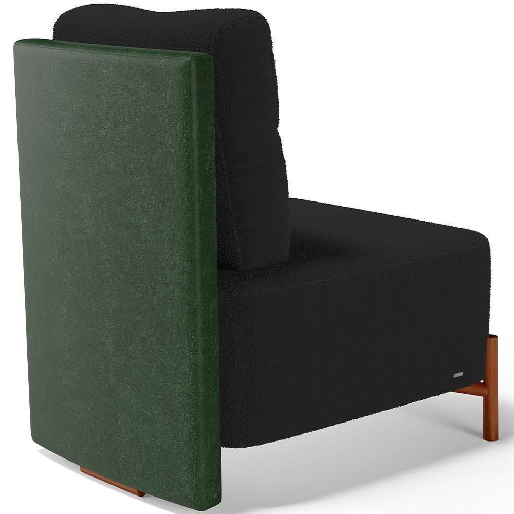 Kit 02 Poltronas Decorativas Sala De Estar Living Hungria L02 Couríssimo Verde Bouclê Preto - Lyam - 5