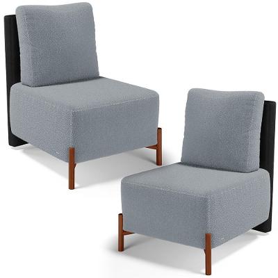 Kit 02 Poltronas Decorativas Hungria L02 Cinza Preto Lyam Decor