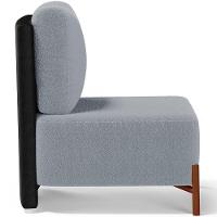 Poltrona Decorativa Sala De Estar Living Pés Madeira Hungria L02 Couríssimo Preto Bouclê Cinza - 5