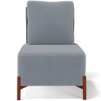 Poltrona Decorativa Sala De Estar Living Pés Madeira Hungria L02 Couríssimo Preto Bouclê Cinza - 6