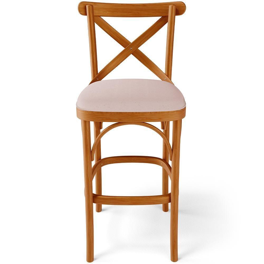 Kit 03 Banquetas Altas Cozinha Bancada Bar Sala De Jantar Estofada ávila L02 Linho Rosê - Lyam - 3