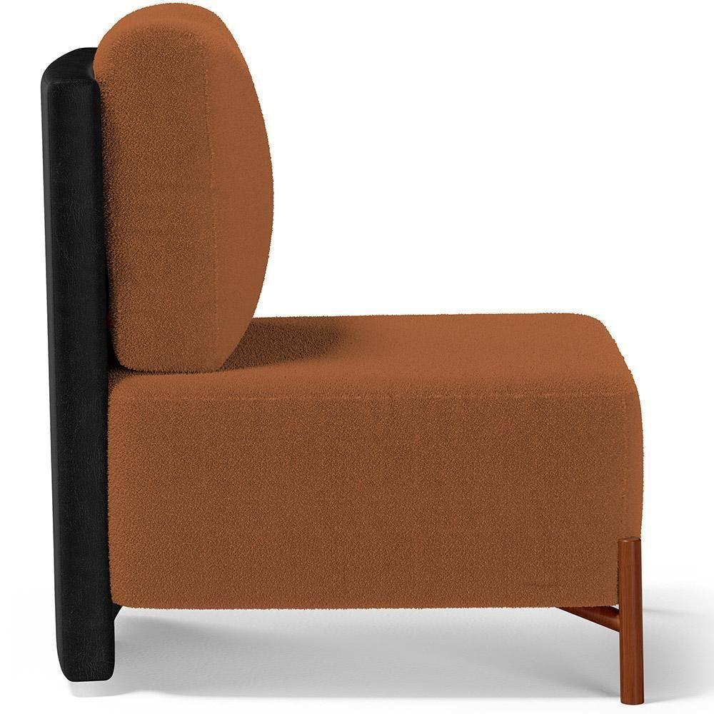 Poltrona Decorativa Sala De Estar Living Hungria L02 Couríssimo Preto Bouclê Terracota - 3