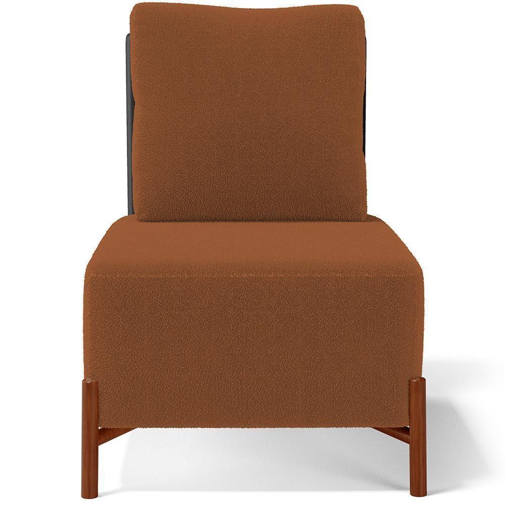 Poltrona Decorativa Sala De Estar Living Hungria L02 Couríssimo Preto Bouclê Terracota - 6