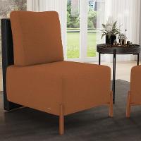 Poltrona Decorativa Sala De Estar Living Hungria L02 Couríssimo Preto Bouclê Terracota - 7