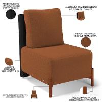 Poltrona Decorativa Sala De Estar Living Hungria L02 Couríssimo Preto Bouclê Terracota - 8