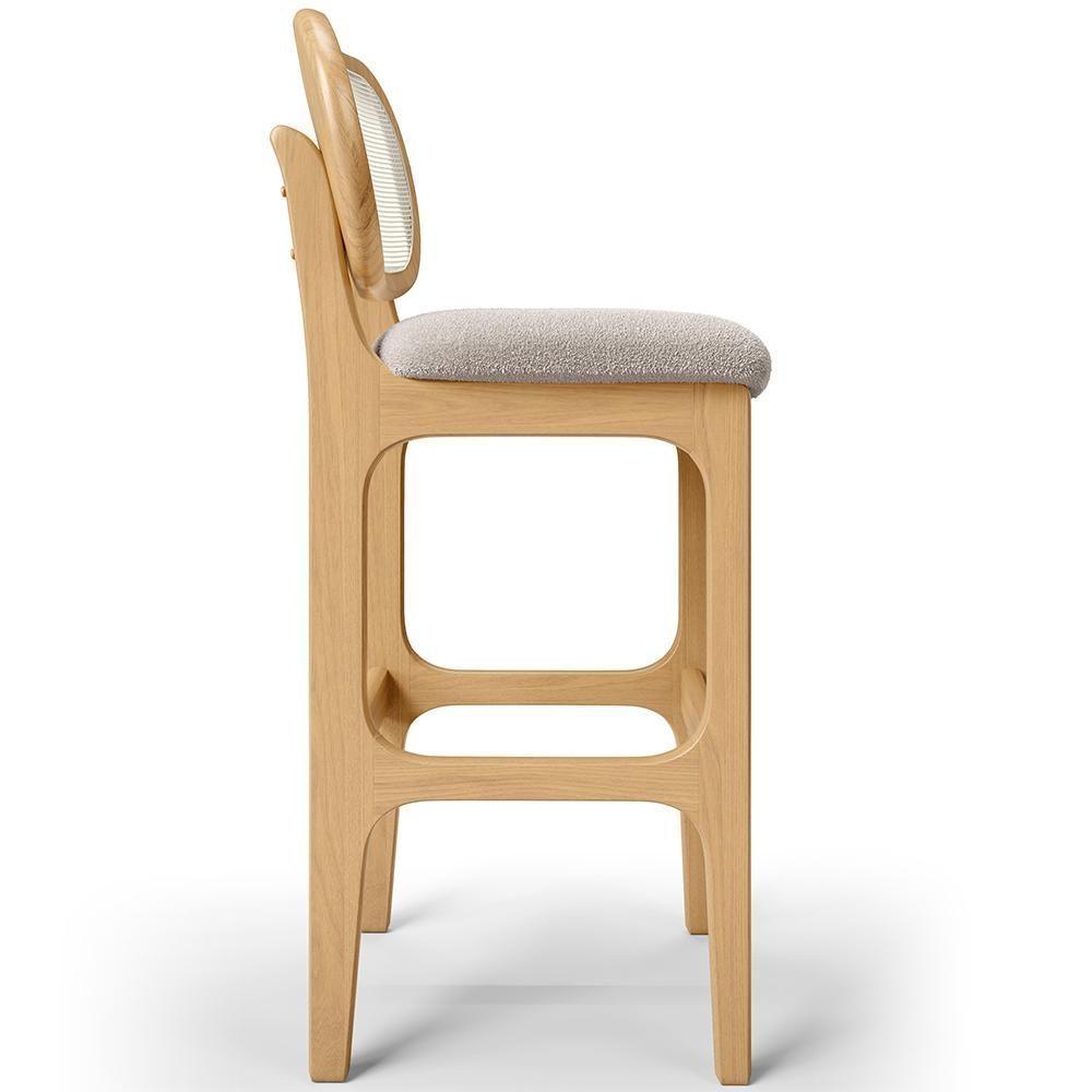 Kit 06 Banquetas Altas Para Cozinha Bancada Sala Tela Betta Fixa L02 Bouclê Creme - Lyam - 2