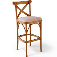 Kit 05 Banquetas Altas Cozinha Bancada Bar Sala De Jantar Estofada ávila L02 Linho Rosê - Lyam - 6