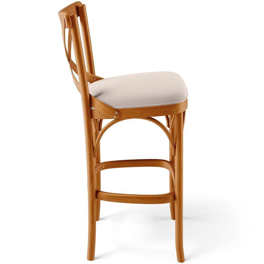 Kit 03 Banquetas Altas Cozinha Bancada Bar Sala De Jantar Estofada ávila L02 Suede Bege - Lyam - 2