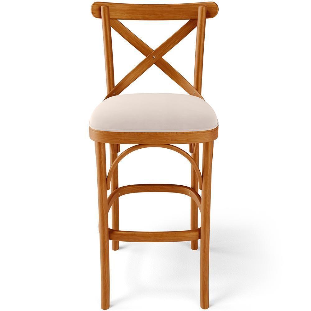 Kit 03 Banquetas Altas Cozinha Bancada Bar Sala De Jantar Estofada ávila L02 Suede Bege - Lyam - 3