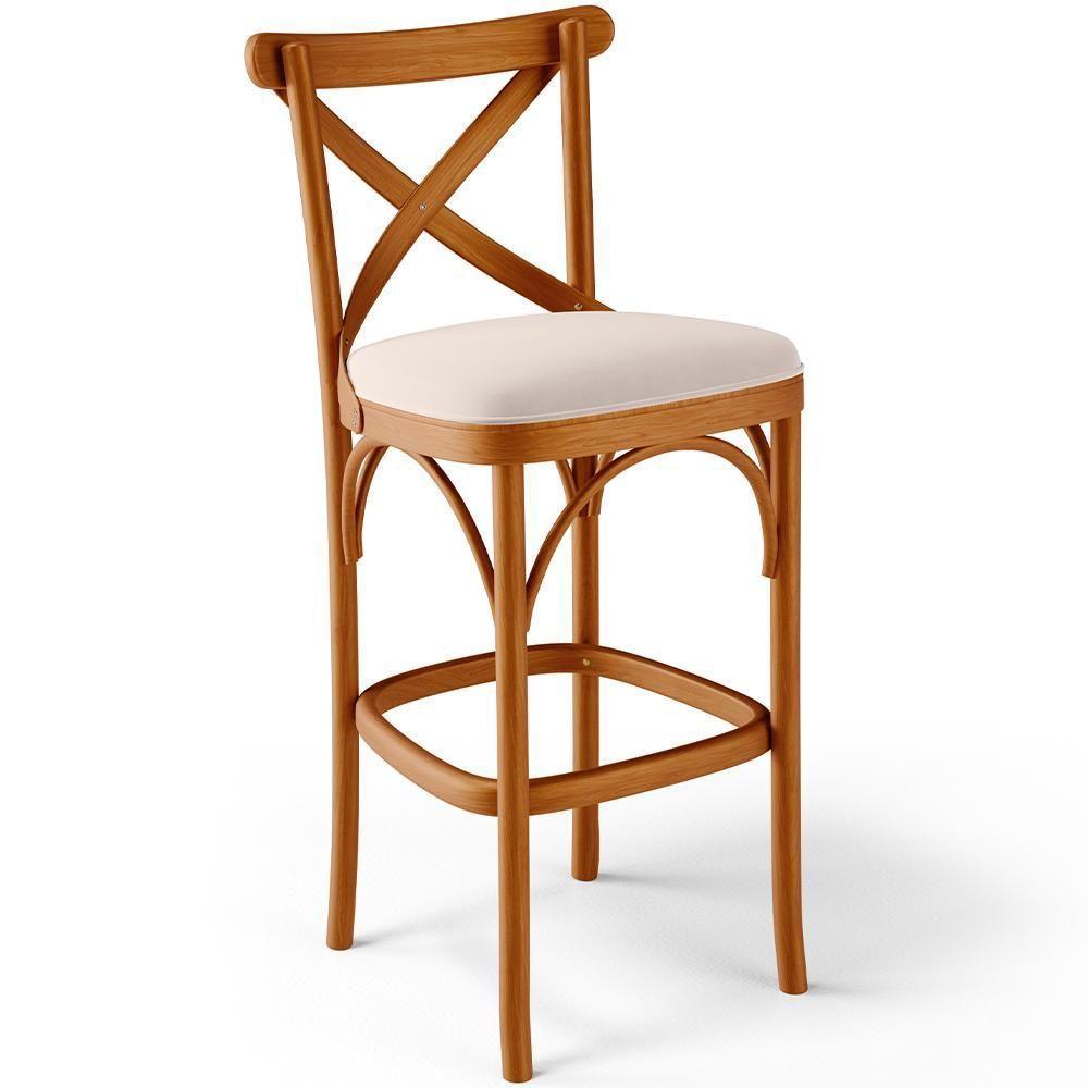 Kit 03 Banquetas Altas Cozinha Bancada Bar Sala De Jantar Estofada ávila L02 Suede Bege - Lyam - 6