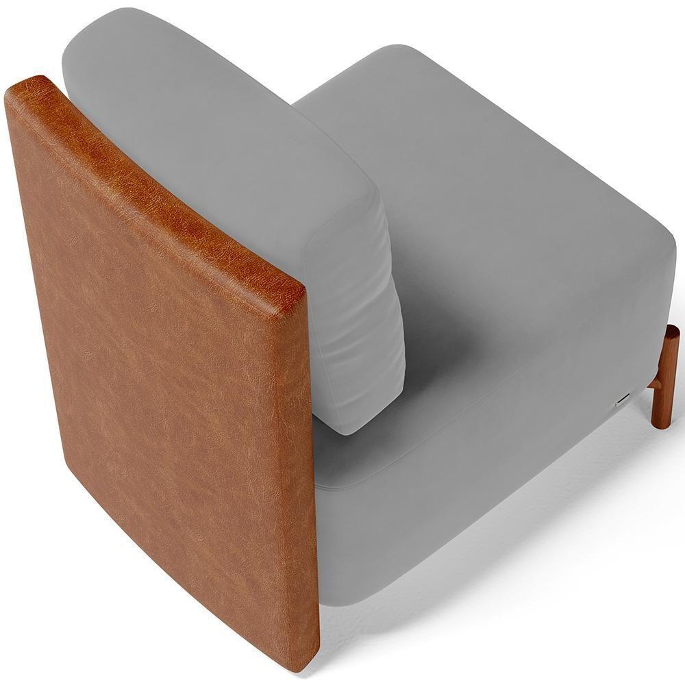 Poltrona Decorativa Sala Estar Living Pés Madeira Hungria L02 Couríssimo Camel Suede Cinza - 2
