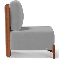 Poltrona Decorativa Sala Estar Living Pés Madeira Hungria L02 Couríssimo Camel Suede Cinza - 3