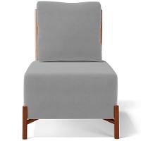 Poltrona Decorativa Sala Estar Living Pés Madeira Hungria L02 Couríssimo Camel Suede Cinza - 6