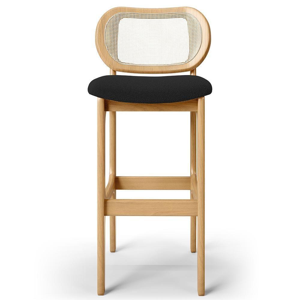 Kit 04 Banquetas Altas Para Cozinha Bancada Sala Tela Betta Fixa L02 Bouclê Preto - Lyam - 3