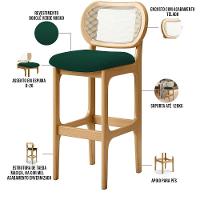 Kit 04 Banquetas Altas Para Cozinha Bancada Sala Tela Betta Fixa L02 Bouclê Verde - Lyam - 8