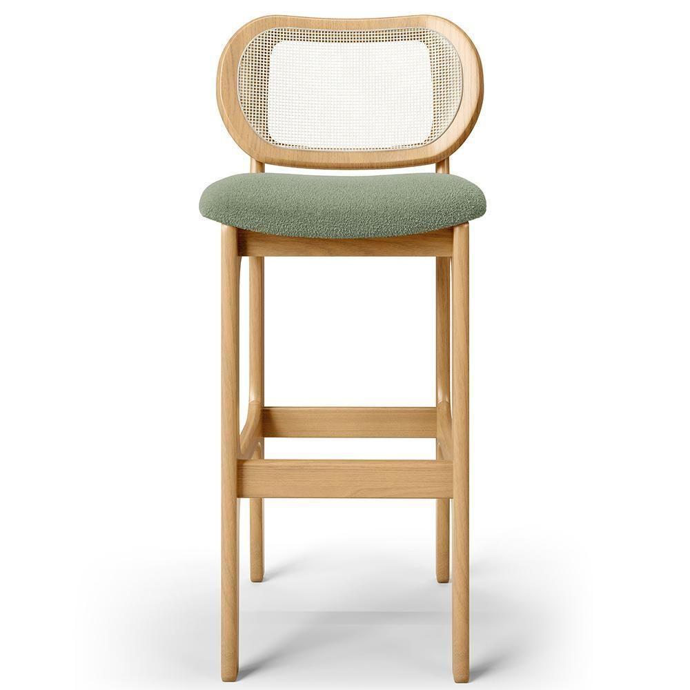 Kit 03 Banquetas Altas Para Cozinha Bancada Sala Tela Betta Fixa L02 Bouclê Oliva - Lyam - 3