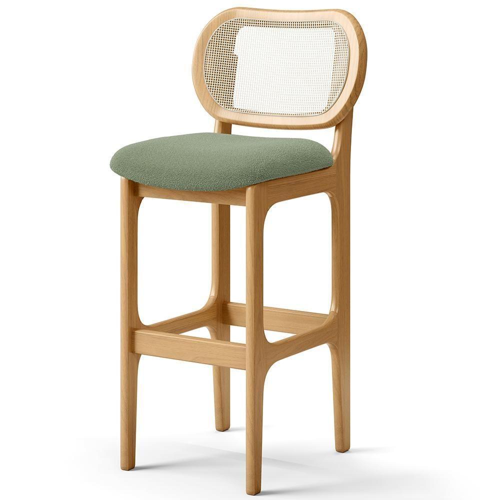 Kit 03 Banquetas Altas Para Cozinha Bancada Sala Tela Betta Fixa L02 Bouclê Oliva - Lyam - 6