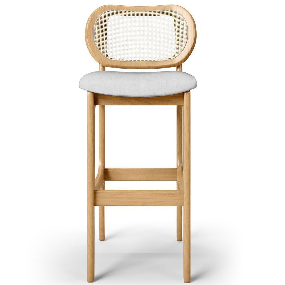 Kit 02 Banquetas Altas Para Cozinha Bancada Sala Tela Betta Fixa L02 Linho Cinza - Lyam - 3