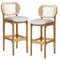 Kit 02 Banquetas Altas Para Cozinha Bancada Sala Tela Betta Fixa L02 Linho Cinza - Lyam - 1