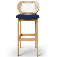 Banqueta Alta Para Cozinha Bancada Sala Tela Betta Fixa L02 Suede Azul Marinho - Lyam - 5