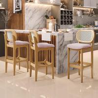 Kit 02 Banquetas Altas Para Cozinha Bancada Sala Tela Betta Fixa L02 Suede Rosê - Lyam - 7